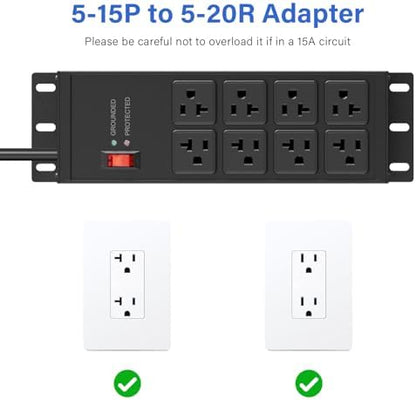 CCCEI 12 Gauge Heavy Duty Power Strip, Magnetic, 8 Ports. Black, 10FT, 1