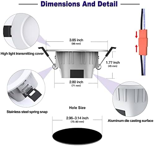 Smart Recessed Lighting 3 Inch, Dimmable, Tunable 2700K~6500K, CRI80+, RGB Color Changing LED Downlight Compatible with Alexa Google Home, Remote Control Small Canless Light, 8Pack