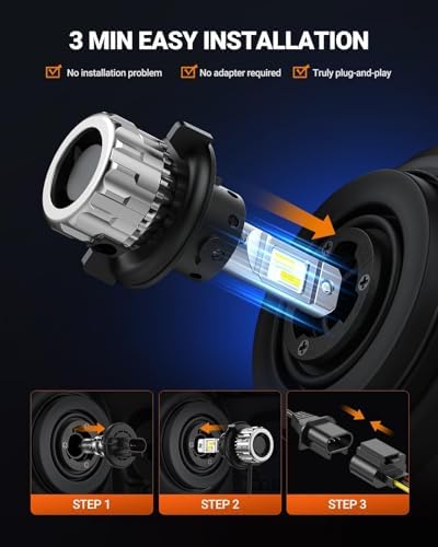 SEALIGHT H13 Bulbs, 70000LM Super Bright 9008 LED Bulbs with 15000RPM Cooling Fan, 6000K Cool White H13 Lights, Plug-N-Play, Pack of 2