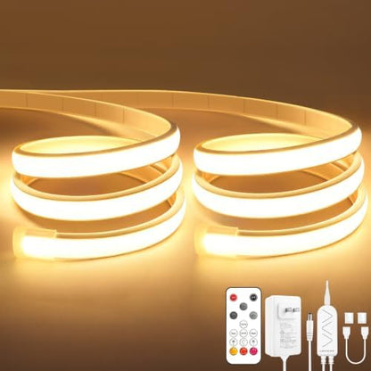COB LED Strip Lights 65.6ft, 2Roll Warm White Dimmable with Remote