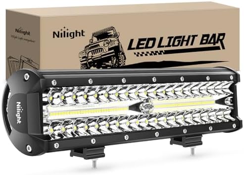 Nilight Led Light Bar 12Inch 300W Triple Row Flood Spot Combo 30000LM Bar Driving Boat Lighting Led Off Road Lights for Trucks,2 Years Warranty