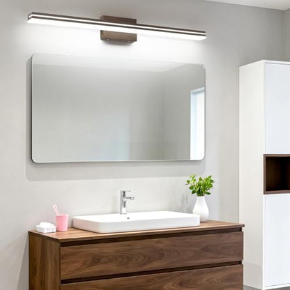 SineRise 40-Inch LED Modern Bathroom Vanity Light Bar, Brown Modern Acrylic Bathroom Wall Lighting Fixtures Over Mirror (Cool White 6000K)