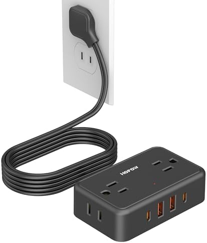 2 Prong Power Strip, 4AC&2A2C, 6 FT Two Prong Extension Cord for Old House