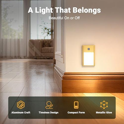 V4light Rechargeable Motion Sensor Night Light, 4-Pack Gold, 3000K