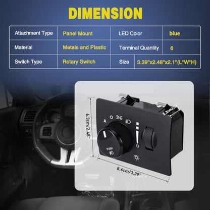Nilight Headlight Dimmer Switch for 2005-2011 Chrysler 300 Dodge Challenger