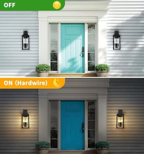 25'' Large Outdoor Wall Lights, Modern Black Exterior Sconce Light Fixture