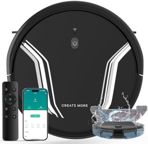 Bagotte Robot Vacuum and Mop Combo,5000Pa Suction Robotic Vacuums Cleaner, Low Noise, Self-Charger,2.4G WiFi/App/Alexa/Remote Control for Pet Hair,Hard Floor,Carpet