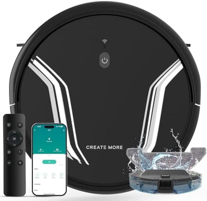 Bagotte Robot Vacuum and Mop Combo,5000Pa Suction Robotic Vacuums Cleaner, Low Noise, Self-Charger,2.4G WiFi/App/Alexa/Remote Control for Pet Hair,Hard Floor,Carpet