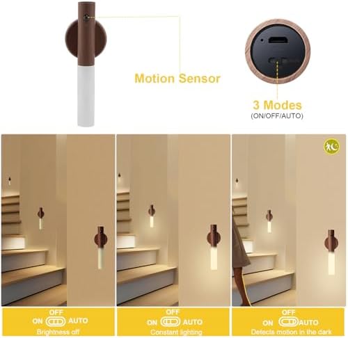 LANDGOO Wooden Motion Sensor Night Lights,