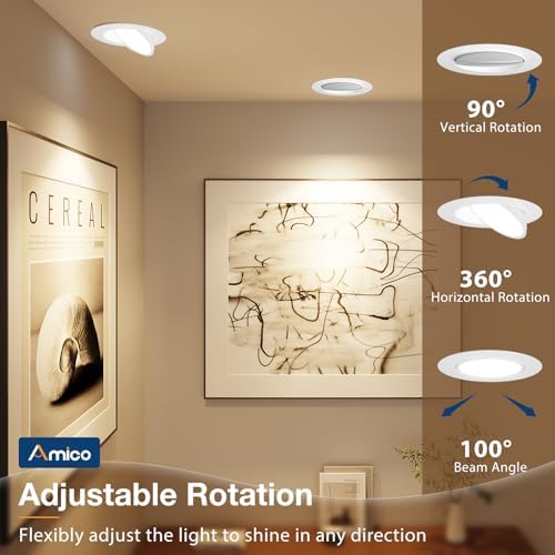 Amico 6 Pack 6 Inch 5CCT Gimbal LED Recessed Ceiling Light