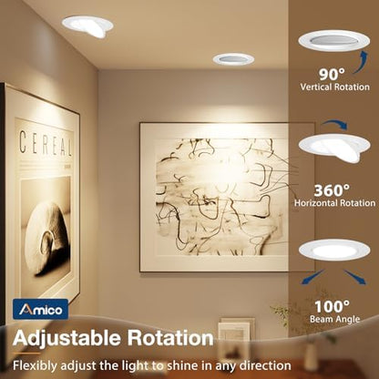 Amico 6 Pack 6 Inch 5CCT Gimbal LED Recessed Ceiling Light