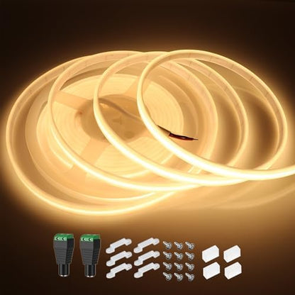 LEDENET COB LED Strip Lights Waterproof IP67 DC12V 16.4ft Warm White 3000K