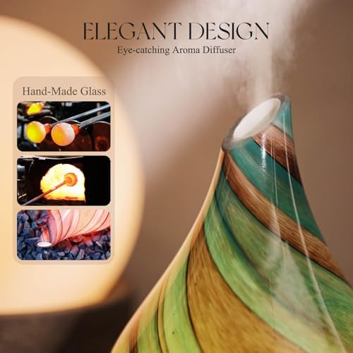 Porseme Essential Oil Diffuser 150ml Handmade Glass Diffuser 6H Runtime