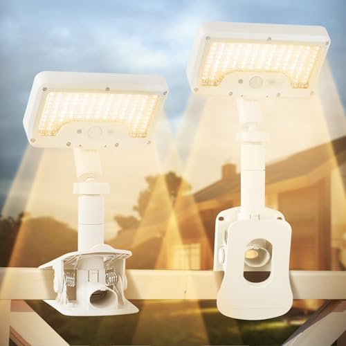 Clip On Solar Motion Lights Outdoor,360°Rotatable Fence Lights(2Pack,3000K)