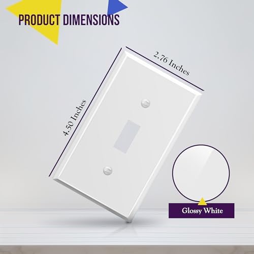 ENERLITES Toggle Light Switch Metal Wall Plate, 1-Gang, White Matte