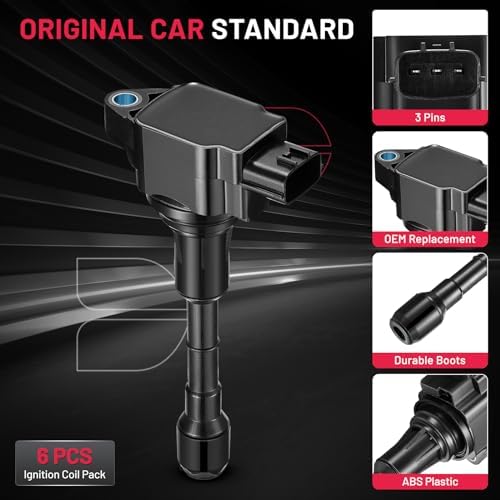 BDFHYK Ignition Coil Pack UF617 Set of 6 Compatible with Nissan 370Z,Compatible with INFINITI Q40 Q50 Q60 Q70 Q70L QX50 QX70 EX37 FX37 FX50 G37 M37 M56 3.7L 5.0L 5.6L V6 V8 Replacement for GN10430