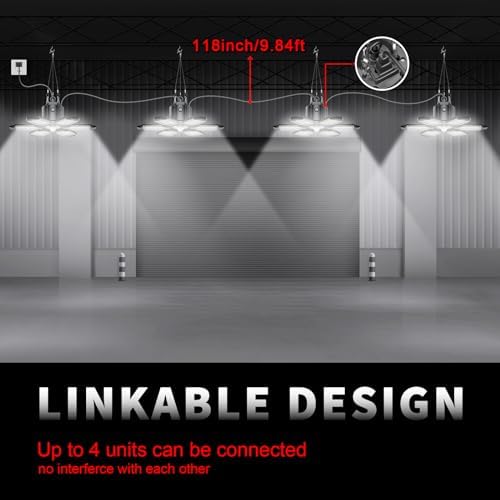 Motion Sensor Garage Light, 200W 20000LM Plug in Motion Sensor Light Indoor, Shop Lights for Garage Motion Activated Deformable Panels, Dusk to Dawn Sensor Light for Basement, Workshop, Warehouse