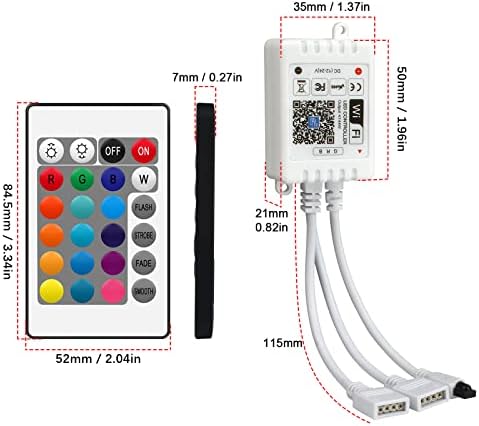 Smart WiFi RGB LED Light Strip Remote Controller, 24 Key Wireless Control