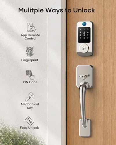 Wi-Fi Smart Front Door Lock Set, Keyless Entry Deadbolt Handle