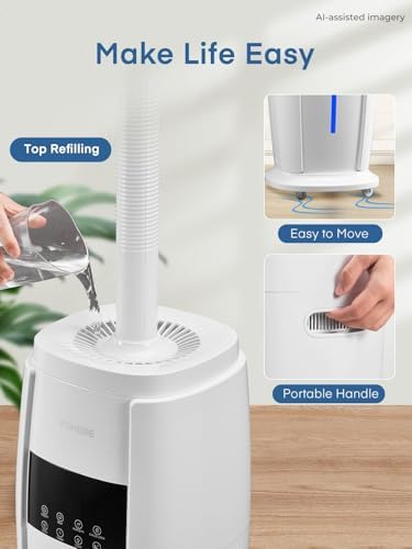 18L Humidifier Large Room, 60H Runtime, Triple Mist 1300mL/H, Top Fill