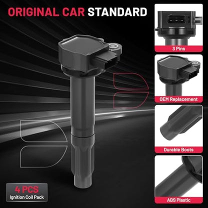BDFHYK Ignition Coil Packs Compatible with Subaru 2010-2012 Legacy 2.5L H4, 2010-2012 Outback 2.5L H4,Coil for 22433AA620 22433AA621 22433AA62A UF668 Set of 4
