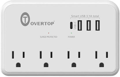 Overtop Wall Outlet Extender,Multi Plug Surge Protector,1800J