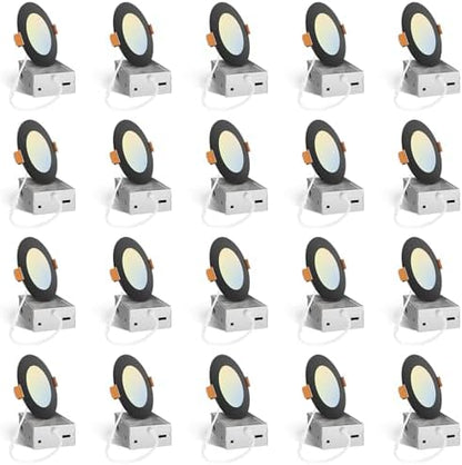 Amico 20 Pack 4 Inch LED Recessed Light with Junction Box, 5CCT, 800LM, 10W