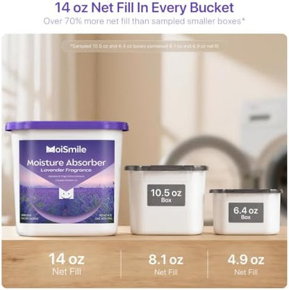 Large Moisture Absorber Buckets, 14 oz Each, Lavender Scent, 4 Pack