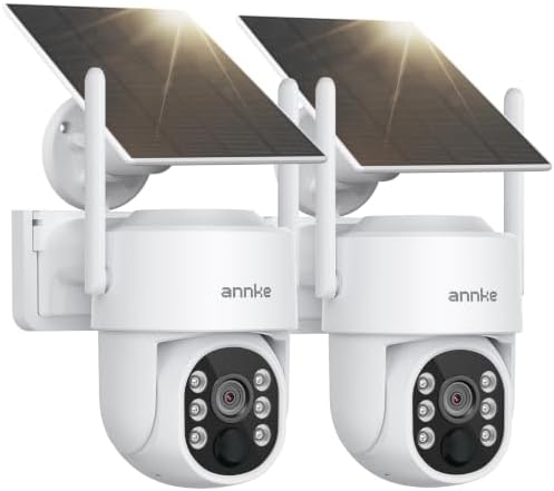 ANNKE 4MP Solar Security Cameras Wireless Outdoor, 2 Pack, Human Detection