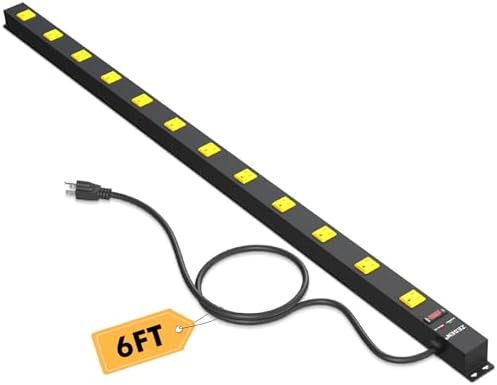 12 Outlet Long Power Strips Wide-Spaced Outlets with 6ft Cord Power Strip