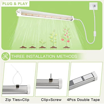 GYTF T5 LED Grow Lights, 1.4Ft 5000K Full Spectrum White Grow Lights for Indoor Plants Strip, Greenhouse Succulent Seed Starting, End-to-End Design