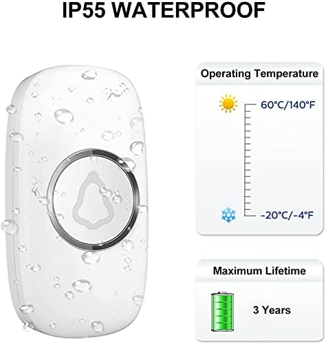 Wireless Doorbell, Remote Door Bell Ringer Wireless Long Range 1000FT, Matt Finish, SECRUI Wireless Doorbells for Home with 3 Plug-in Doorbell Chime and 2 Waterproof Ringer Button (White)