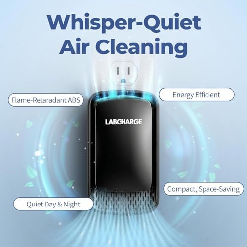 Lab Charge Air Ionizer for Home, Plug-In Filterless Negative Ion Air Purifier, Quiet Air Freshener for Bedroom, Office, Kitchen, Mini Air Cleaner for Odor, Smoke, Dust Mites & Pet Dander (4)