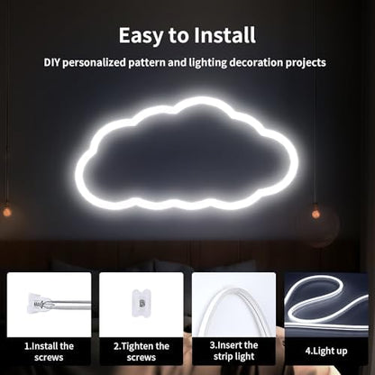 iNextStation 16.4FT DC12V LED Strip Lights White Neon Rope Lights (No Plug)