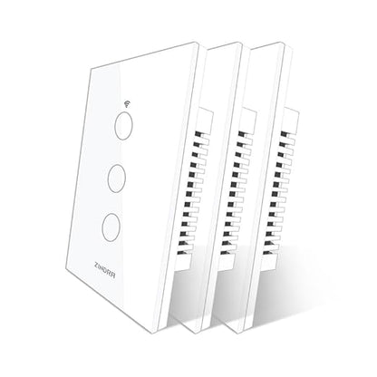 Smart Touch Wall Light Switch with Matter, Tempered-Glass Panel, Neutral Wire Required, Single-Pole, 2.4GHz Wi-Fi, App/Voice Control with Alexa/Google/Apple Home, Timers & Schedules 3Gang - 3Pack