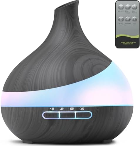HJTHJT 500ML Essential Oil Diffuser for Home: 14 Color LED Humidifier