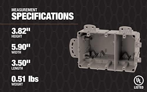 Southwire MSBMMT3G 3 Gang Multi Mount Device Box with Depth Adjustable; Heavy Duty 42lb; Gray