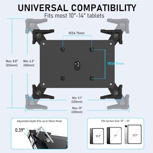 Tablet Wall Mount, Metal Enclosure iPad Holder for Retail POS & Smart Home