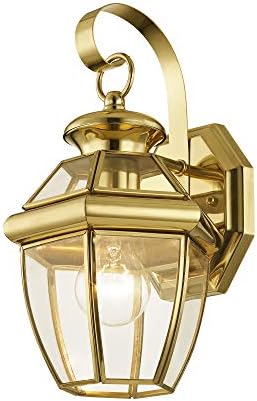 Livex Lighting 2051-02 Monterey 1-Light Wall Lantern, Polished Brass