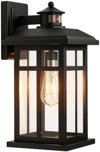 Brilvibera 16" Black Motion Sensor Wall Sconce Light for House