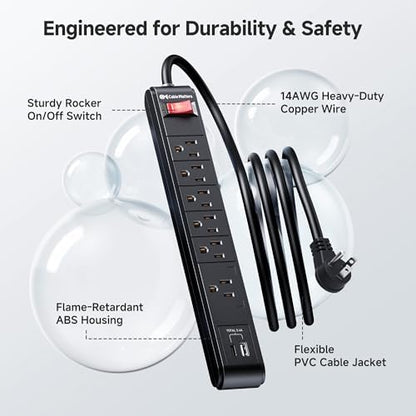 [ETL Listed] Cable Matters 2-Pack 6-Outlet Surge Protector, 8ft