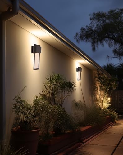 THE GREAT OUTDOORS 72382-66-L Westgate Outdoor Wall Mount, 1-Light, 10 Total Watts, 7-in H x 15.75-in W, Sand Coal Black