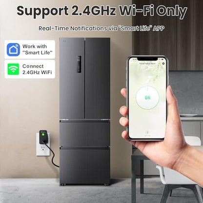 Power Failure Alarm WiFi, 2 Pack Smart Power Outage Alarm & App Notifications, Mini Size Freezer Alert & Loud 110dB & LED Indicator & Voltage Detection, Home Power Monitor for GFCI Trips, Sump Pump ﻿