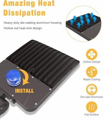 480V LED Parking Lot Light, 200W LED Shoebox Light AC 277-480V,UL & ETL, IP65 Waterproof Dusk to Dawn Parking Lot Light with Slip Mount, Outdoor Street Light for Parking Lot Sports Stadium