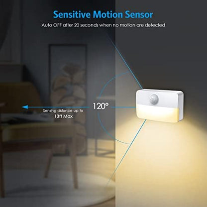 AMIR 12 Pack Motion Sensor Stair Lights for Indoor, Battery-Operated LED Night Light, 40 Lumen 3000K, Cordless Closet Light, Tap Light, Safe Lights for Stairs, Hallway, Bathroom, Cabinet, Kitchen