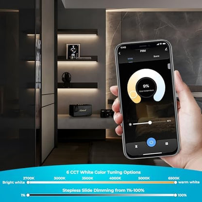 VST Smart Under Cabinet Lighting 6 Bars - UL Listed CRI 93+ Adjustable COB Strip Lights, Alexa & Google Home Compatible, App/Voice/Hand Wave Control for Kitchen Cabinets & Closets