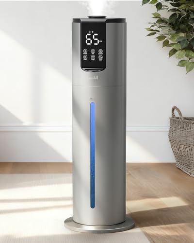Lacidoll 8L Humidifiers for bedroom up to 500 sq ft, Easy to Clean Humidifier with Washable Parts, Ultrasonic Cool Mist Humidifier for Home Plants Baby Nursery Office, Dark Grey