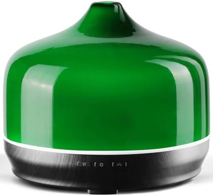 Porseme 500ml Glass Essential Oil Diffuser Aromatherapy Ultrasonic Cool Mist Humidifier 15-21 Running Hours Waterless Auto-Off Air Diffusers for Sleeping Yoga Working Spa(Hulk Green)