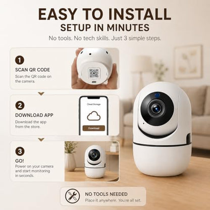 5G Indoor Camera for Home Security, 2K Pet Camera with Phone App, 360° PTZ Indoor Camera for Baby MonitorDog Camera Motion Detection, 2-Way Audio, Night Vision, Cloud&SD Card Storage, Works w/Alexa