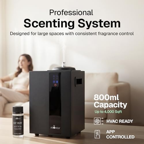 AROMELY ARO PRO HVAC Scent Diffuser – Nebulizing Waterless Diffuser – Black